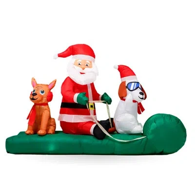 Mr. Christmas 8 Ft. Outdoor Lit Inflatable - Santa's Dog Sled In Brown;green;red