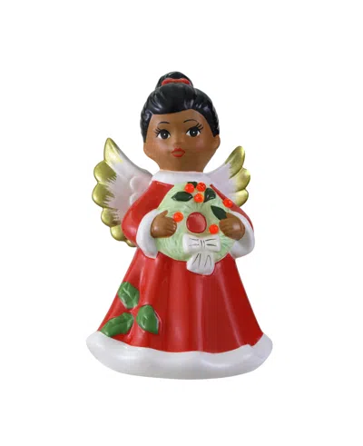 Mr. Christmas 9" Nostalgic Ceramic African American Angel Figure In Red