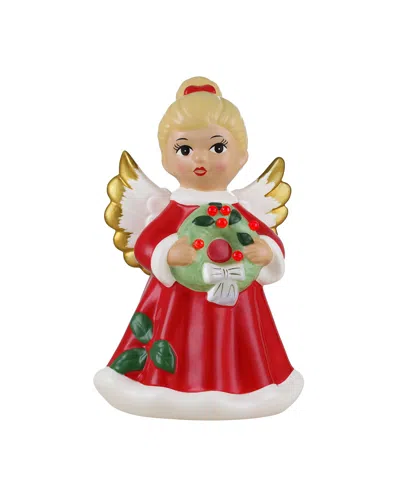 Mr. Christmas 9" Nostalgic Ceramic Angel Figure In Red