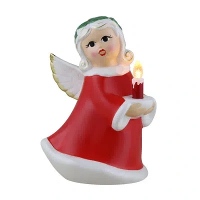 Mr. Christmas 9" Nostalgic Ceramic Lit Angel In Red,white