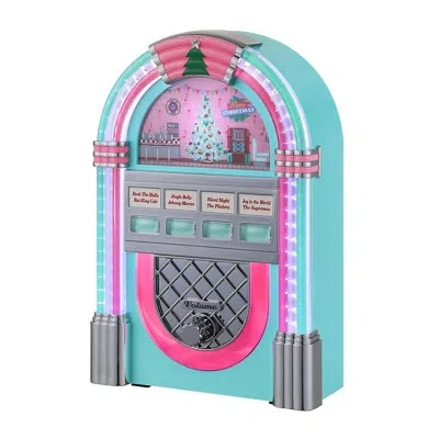 Mr. Christmas 9" Retro Jukebox In Teal,pink,gray