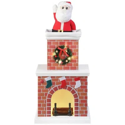 Mr. Christmas Animated Santa In Chimney With Led Lights And Music, White