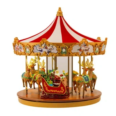 Mr. Christmas Heirloom 12" Animated Very Merry Carousel In Gold