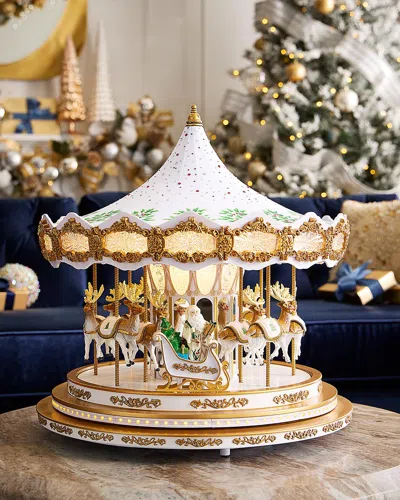 Mr. Christmas Holiday Holly Carousel Christmas Decor In Gold