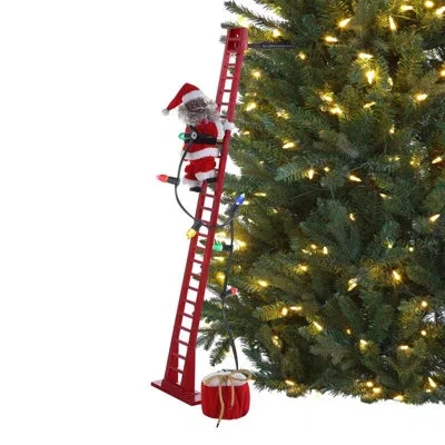 Mr. Christmas Led Super Climbing African American Santa Animated Decor 43 In. In Red