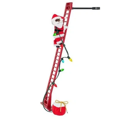 Mr. Christmas Magic Of Christmas 43" Super Climbing African American Plush Santa In Red