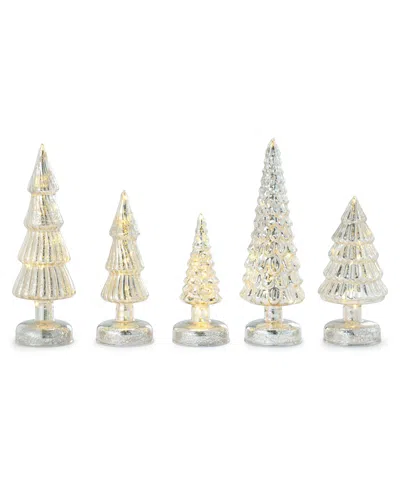 Mr. Christmas Metallic Silver Twinkling Trees, Set Of 5 In Gold