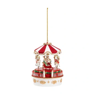 Mr. Christmas Mini Carnival Music Box - Carousel With White Base