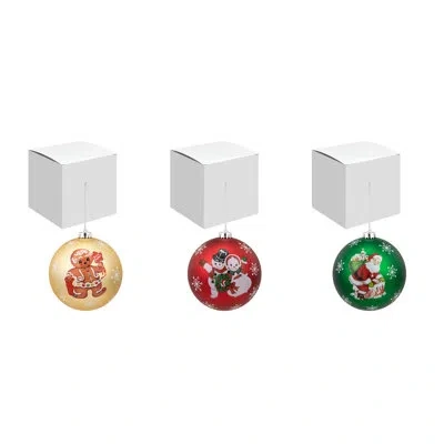 Mr. Christmas Nostalgic 6 In. Set Of 3 Shatterproof Ball Ornaments In Green;red;gold
