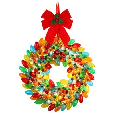 Mr. Christmas Outdoor 17" Retro C9 Bulb Wreath - Multi-color
