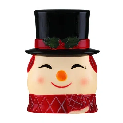 Mr. Christmas Retro 12 In. Blow Mold Lit Tree Topper - Snowman In White;red