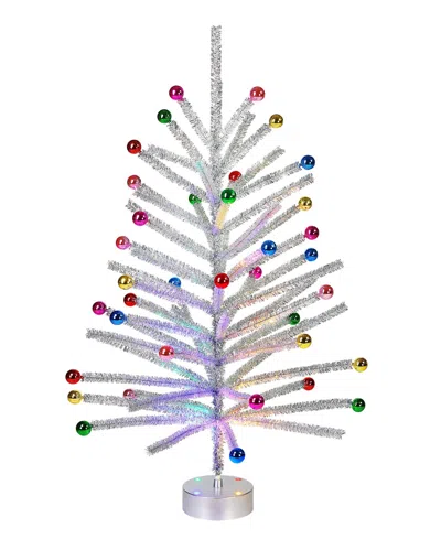 Mr. Christmas Tinsel Tree With Ornaments And 48" Builtin Color Wheel In Multi