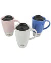 Mr Coffee Mr. Coffee 14oz Stoneware Travel Mugs (set Of 3) In Multi