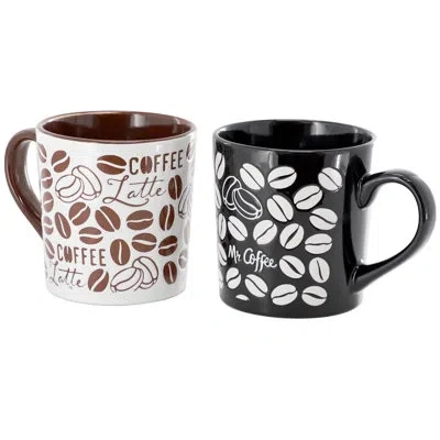 Mr Coffee 2 Piece 18 Ounce Stoneware Mug Set In Black