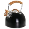 Mr Coffee Mr. Coffee 2 Quart Stainless Steel Whistling Tea Kettle With Wood Pattern Handle In Black