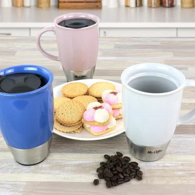 Mr Coffee 3 Oz. Ceramic Travel Mug In Blue,pink,white