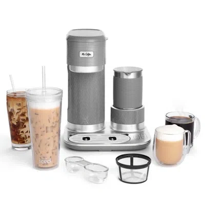Mr Coffee 4-in-1 Single-serve Latte Lux, Iced, And Hot Coffee Maker With Milk Frother In Gray