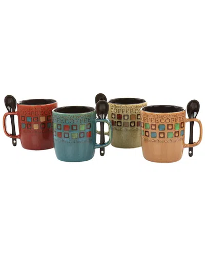 Mr Coffee Mr. Coffee Cafe Americano 8pc Ceramic Cup And Spoon Set In Multi