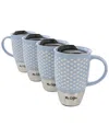 Mr Coffee Mr. Coffee Coupleton Dot 4 Piece 15 Ounce Stoneware And Stainless Steel Travel Mug Set With Lid In Blue