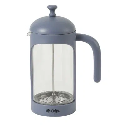 Mr Coffee French Press Coffee Maker, 34 Oz/1 Liter Glass Carafe With High Heat Resistant Durable Borasilicate  In Blue