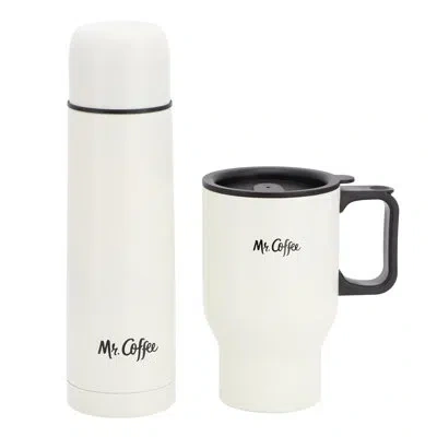 Mr Coffee Javelin 2 Piece Thermal Bottle And Travel Mug Set In White