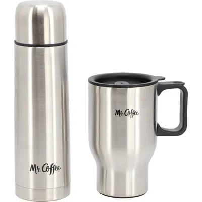 Mr Coffee Mr. Coffee Javelin 2 Piece Thermal Bottle And Travel Mug In Silver