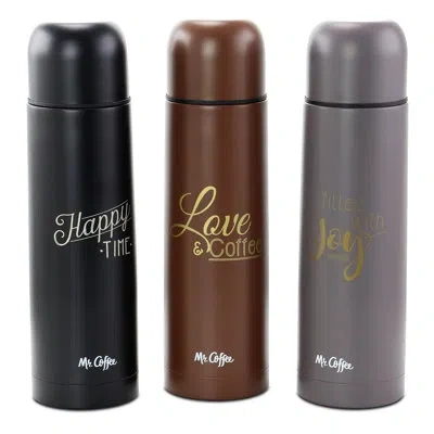 Mr Coffee Javelin 3 Piece 16 oz Stainless Steel Water Bottle Set