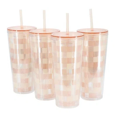 Mr Coffee Mr. Coffee Modern Euphoria 4 Piece 23 Ounce Plastic Tumbler With Straw And Lid Set In Brown