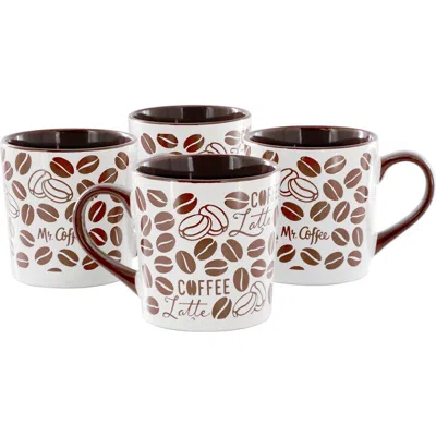 Mr Coffee Mr. Coffee Vintage Brew 4 Piece 18 Ounce Coffee Bean Stoneware Mug Set In Brown