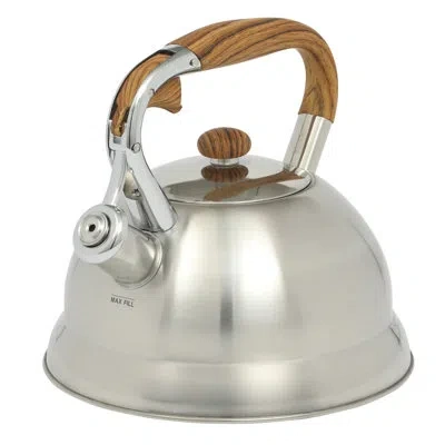 Mr Coffee Woodmont 2-quart Stainless Steel Tea Kettle W/ Wood Handle In Silver
