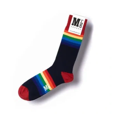 Mr D Rainbow Navy Fine London Socks In Blue