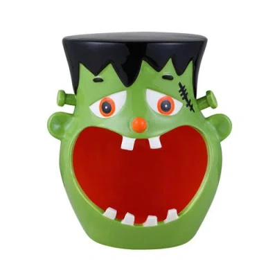 Mr. Halloween 11.5 In. Motion Activated Ceramic Frankenstein Candy Bowl In Green
