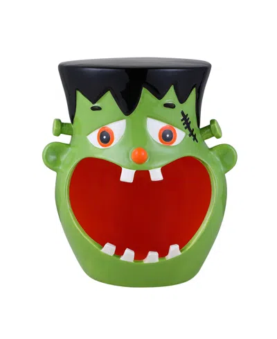 Mr. Halloween 11.5" Motion Activated Ceramic Frankenstein Candy Bowl In Green