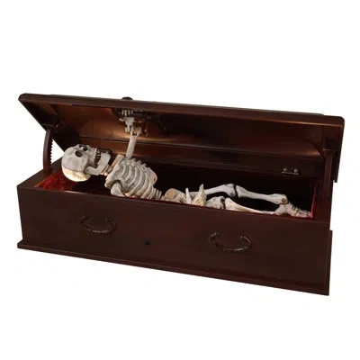 Mr. Halloween 12 In. Animated Skeleton Coffin In Brown;white