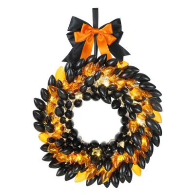 Mr. Halloween 17 In. Retro C9 Bulb Wreath In Black