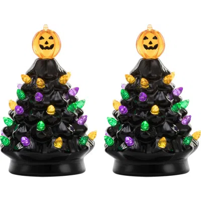 Mr. Halloween Set Of 2 Mini Halloween Trees In Black