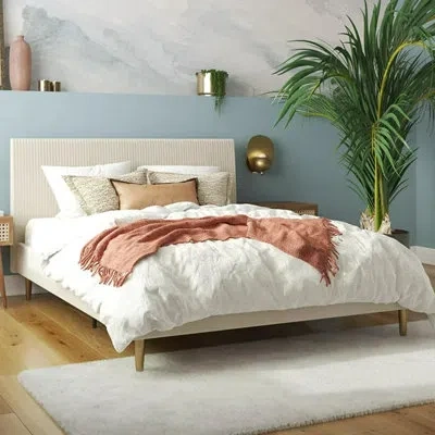 Mr. Kate Daphne Upholstered Low Profile Platform Bed In Ivory Velvet