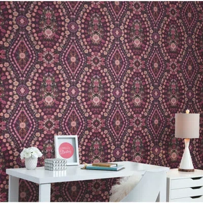 Mr. Kate Dried Flower Kaleidoscope Peel And Stick Wallpaper In Purple,pink