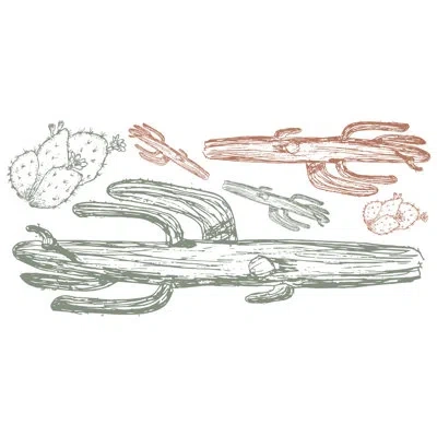 Mr. Kate Hand-drawn Cactus Peel And Stick Wall Decals, Green & Orange In Green;orange