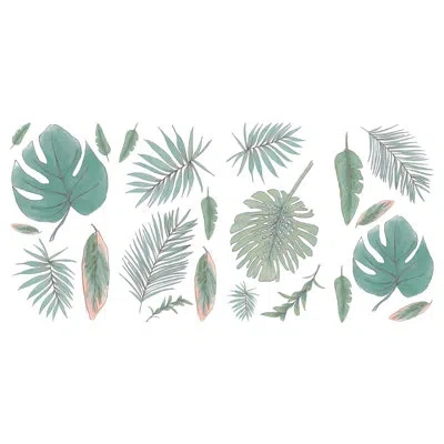 Mr. Kate Hand-drawn Palm Peel And Stick Wall Decals, Green & Pink In Green;pink
