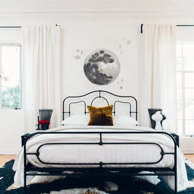 Mr. Kate Moon Peel And Stick Wall Decal With Metallic Silver Ink, Grey & Black In Black;gray