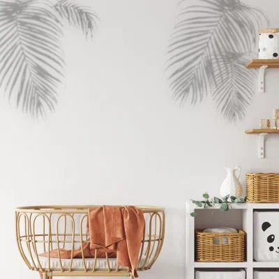 Mr. Kate Tropical Shadow Palm Frond Peel And Stick Wall Decals, Grey In White;gray