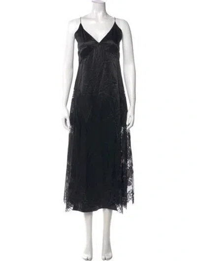 Pre-owned Mr. Larkin Lace Pattern Long Dress In Black