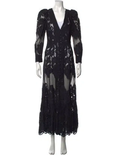 Pre-owned Mr. Larkin Lace Pattern Long Dress In Black