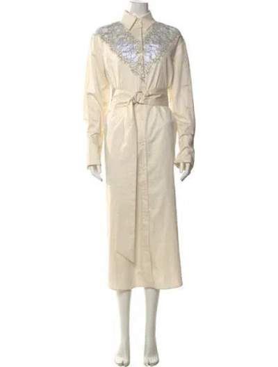 Pre-owned Mr. Larkin Lace Pattern Long Dress In Neutral