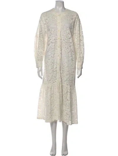 Pre-owned Mr. Larkin Lace Pattern Long Dress In Neutral