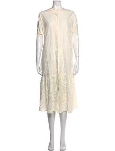 Pre-owned Mr. Larkin Lace Pattern Midi Length Dress In Neutral