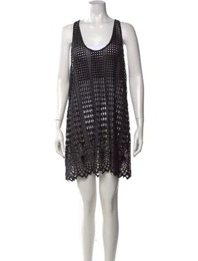 Pre-owned Mr. Larkin Lace Pattern Mini Dress In Black