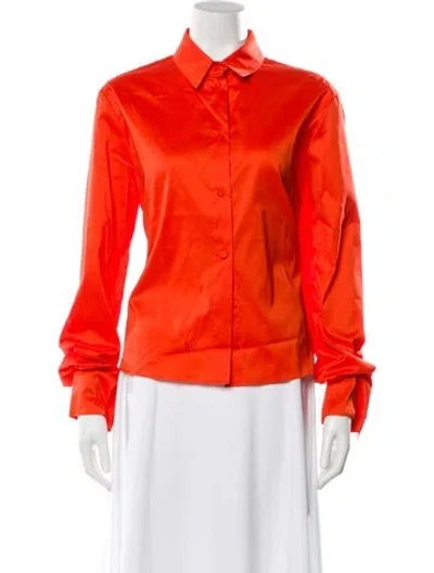 Pre-owned Mr. Larkin Long Sleeve Blouse In Orange