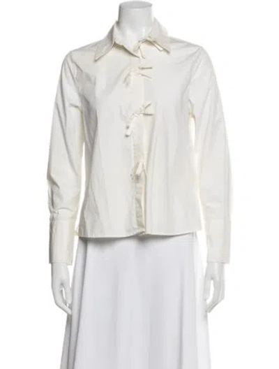 Pre-owned Mr. Larkin Long Sleeve Top In White
